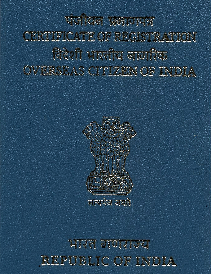 the front of the Indian OCI card