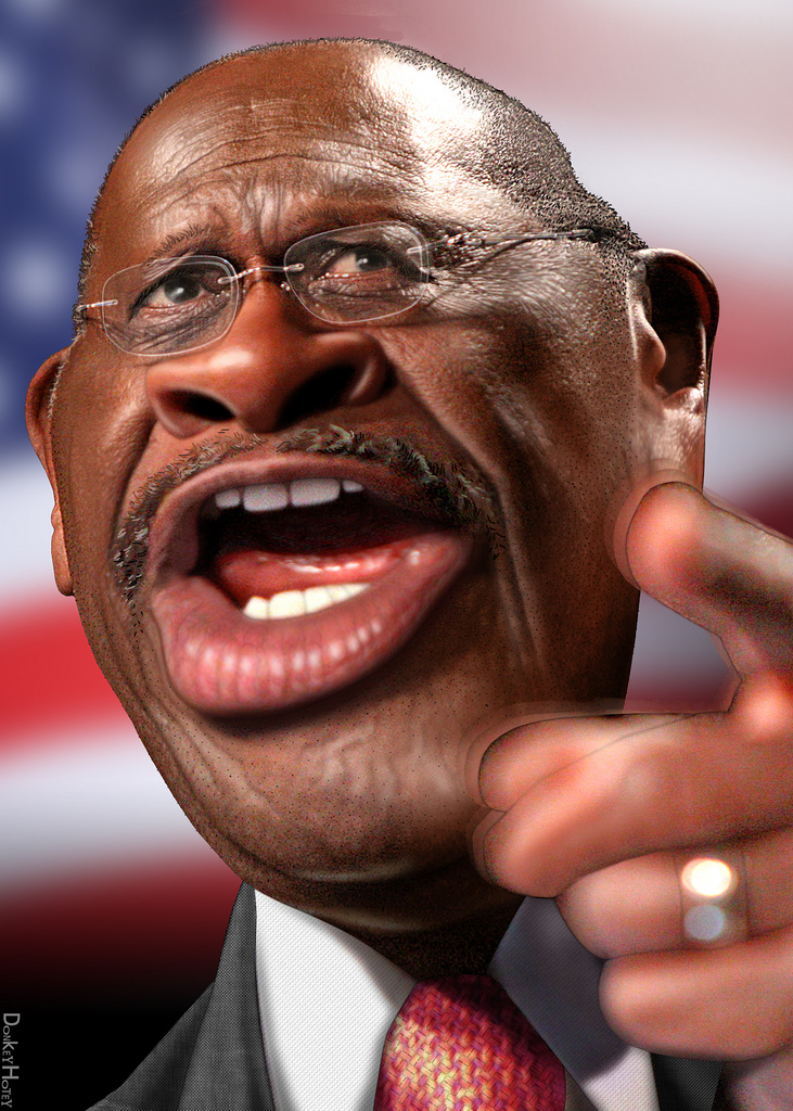 a caricature of Herman Cain