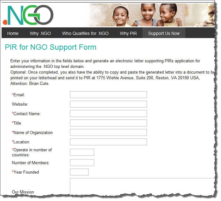 NGO Support Form 