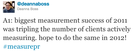 @deannaboss tripled the number of clients actively measuring in 2011