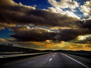 Open stretch of highway leading into the horizon 