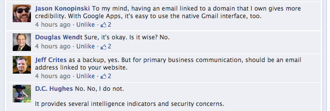 FB responses to business email address #1