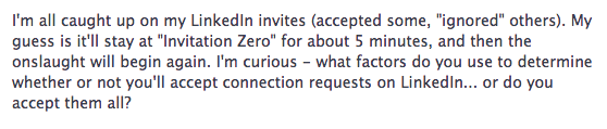 Facebook question on accepting LinkedIn invitations