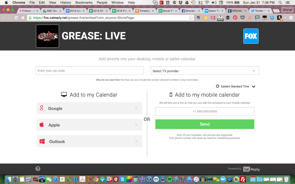 GreaseLive calendar reminder