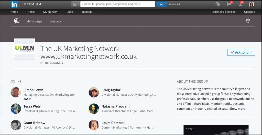 UK Marketing Network LinkedIn group